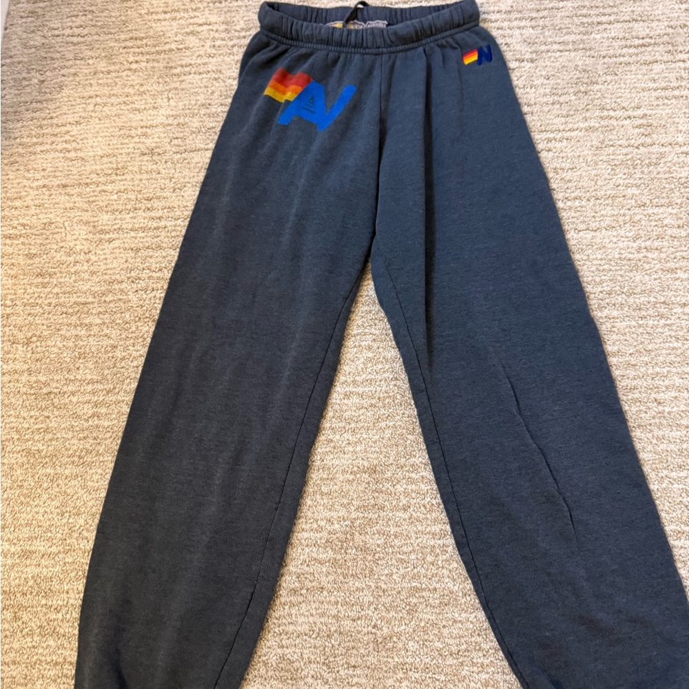 Aviator Nation Blue Sweatpants Relaxed Fit Elastic Cuffs